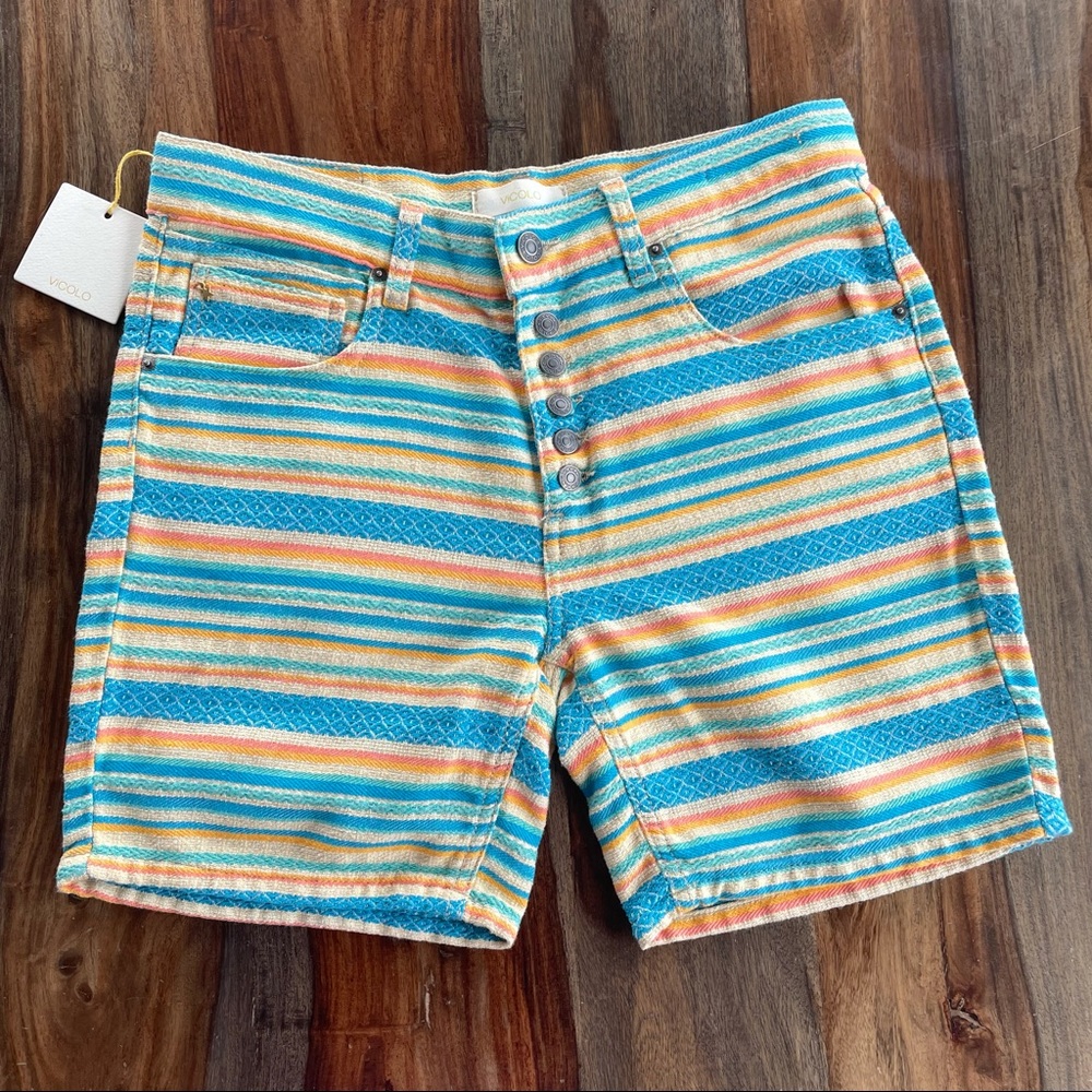 2/$30 ViCOLO Woven Button Fly Shorts